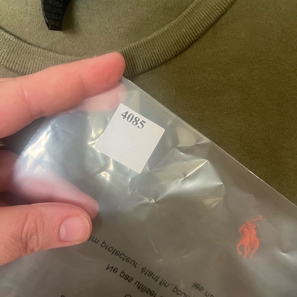 Ralph Lauren Olive Green Short Sleeve Crew Tee with Orange Logo - Picture 7 of 7